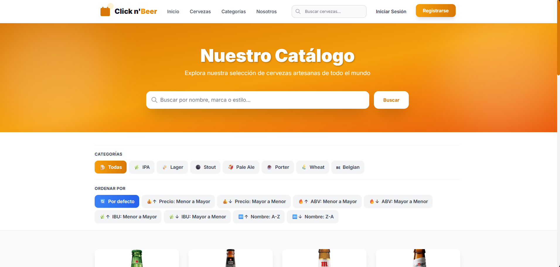 Catálogo y favoritos