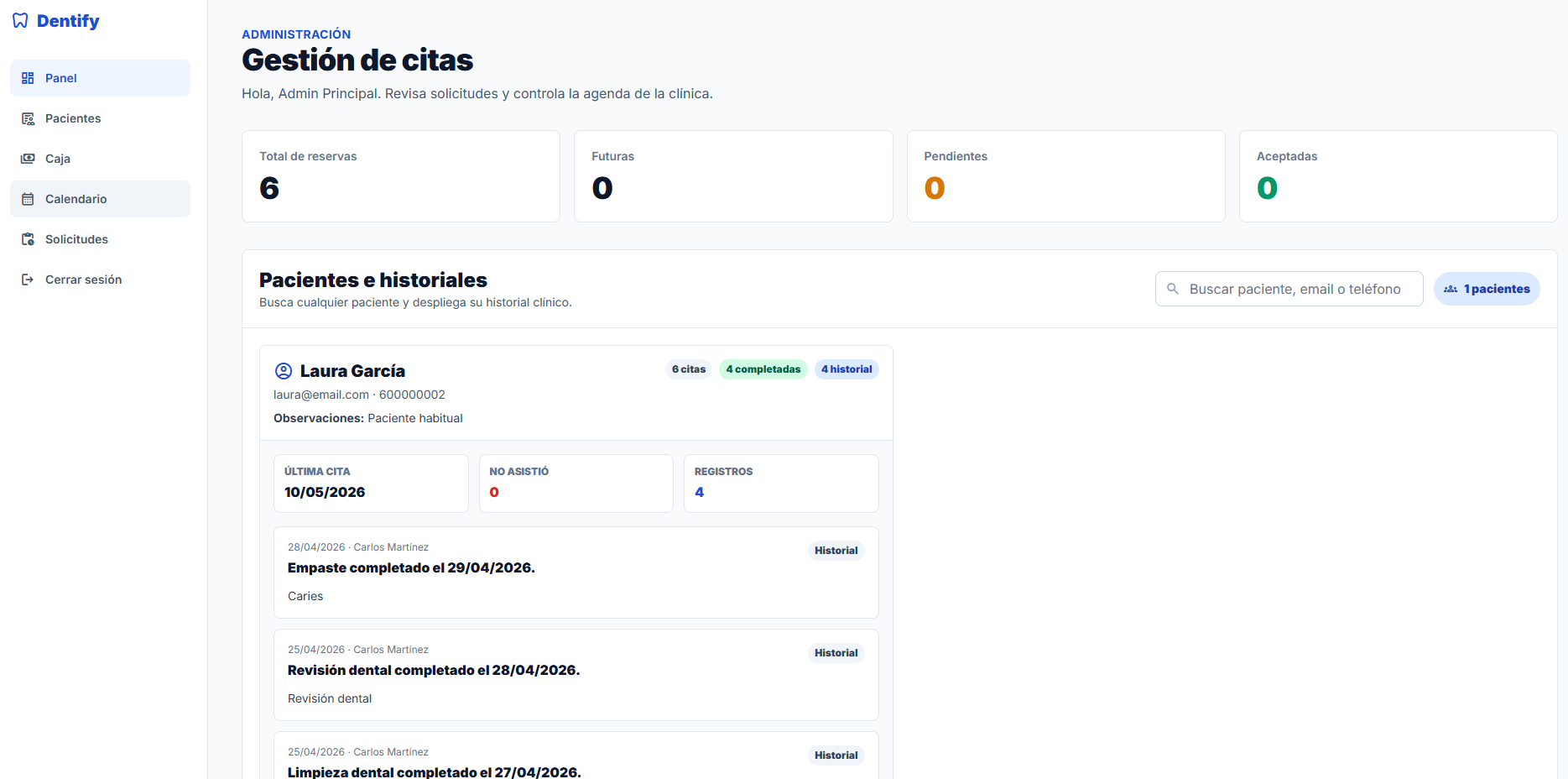 Dentify dashboard